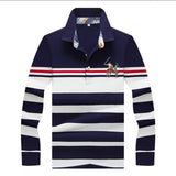 2019 New Arrival brand polo shirt men 3D Embroidery striped long sleeve men polo shirt high quality cotton camisas polo shirt