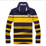2019 New Arrival brand polo shirt men 3D Embroidery striped long sleeve men polo shirt high quality cotton camisas polo shirt