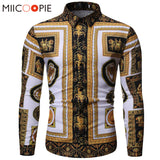 Fashion Luxury Royal Shirt Korean Style Men Baroque Floral Print Chemise Homme Manche Longue Slim Fit Male Casual Dress Shirt