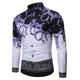 Fashion Luxury Royal Shirt Korean Style Men Baroque Floral Print Chemise Homme Manche Longue Slim Fit Male Casual Dress Shirt