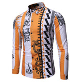 Fashion Luxury Royal Shirt Korean Style Men Baroque Floral Print Chemise Homme Manche Longue Slim Fit Male Casual Dress Shirt