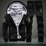Men Leisure Set Winter Students Sports Clothing Brushed And Thick Hoodie Hooded Coat Two-Piece Set